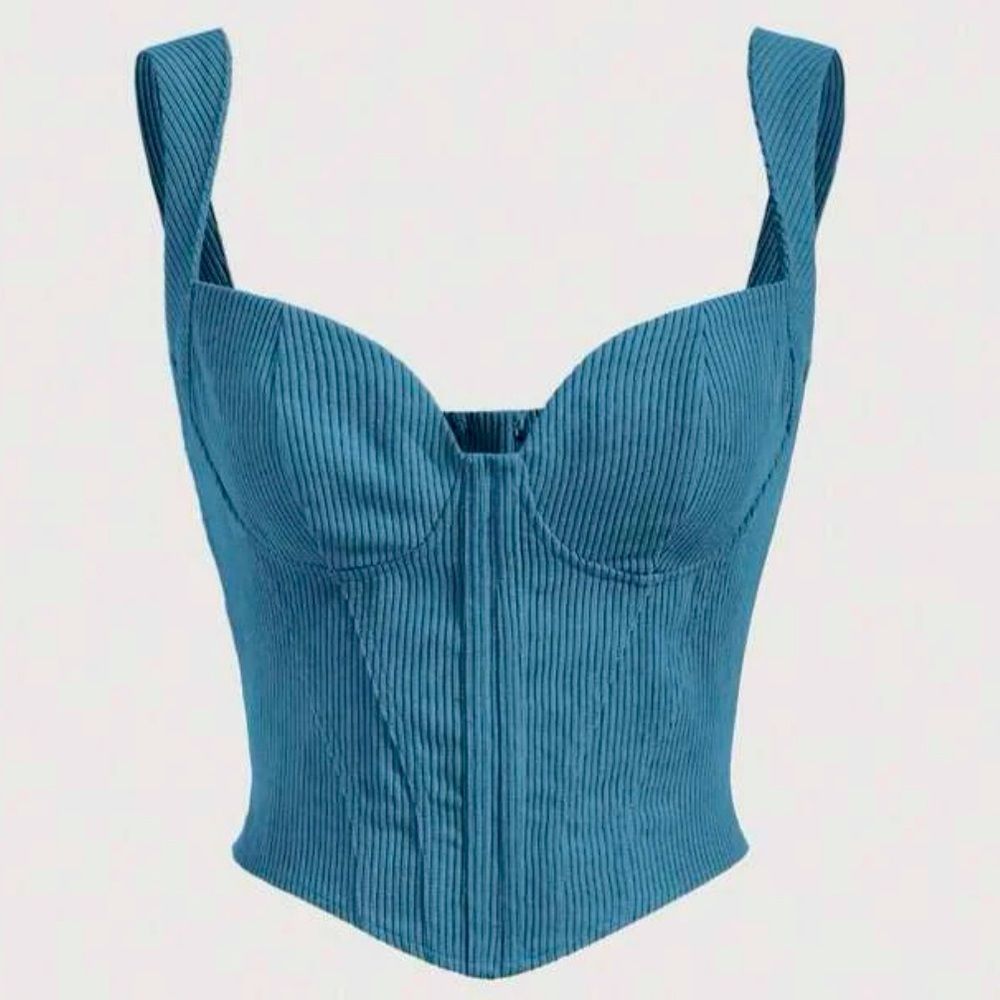 Blue Ribbed Tank Top